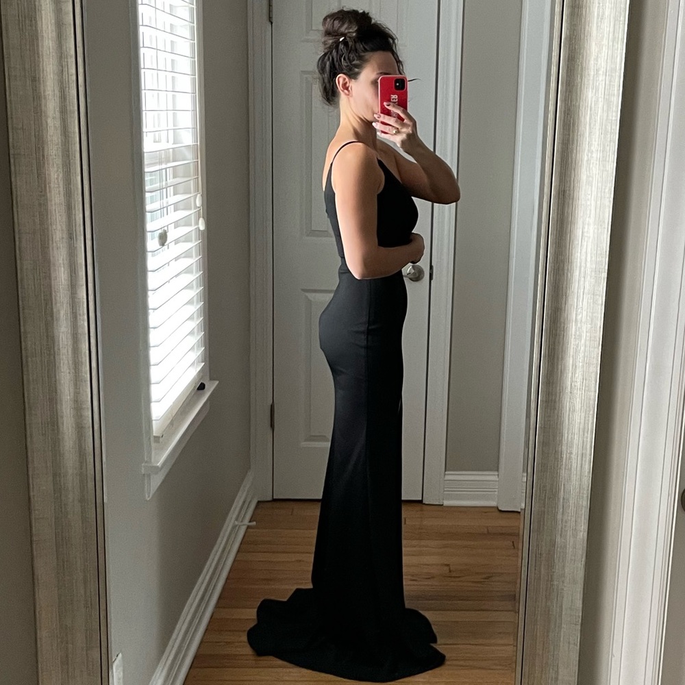 La Femme NWOT One Shoulder Long Dress with High Slit size 2